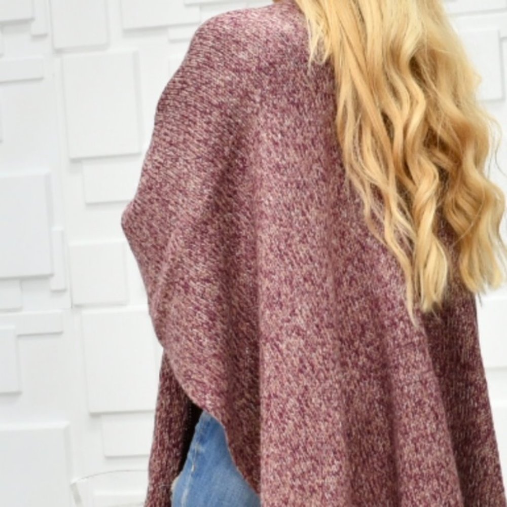 Burgundy Knit Wrap/Shrug/Poncho - Picture 4 of 4